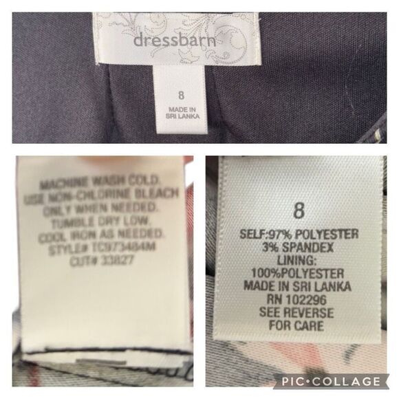 Dressbarn Floral Red Green Black Dress Sweetheart Neck Knee Length Career Size 8 - Picture 7 of 7